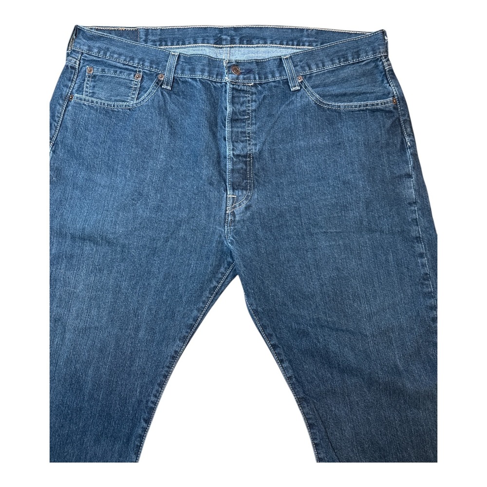 Levi's 501 Straight Leg Classic Denim Jeans Button Fly Mens Tag 40x30 Real 40x28 - Picture 5 of 13